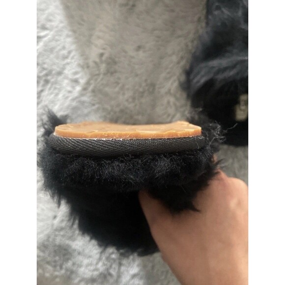 New Women's 100% UGG Scuff Sis Fluffy Fuzzy Slipper Sandals Shoes Black Size 10 - Picture 14 of 16
